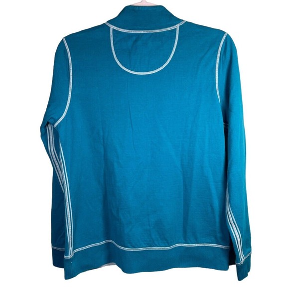 Tommy Bahama Reversible Teal Women's S‎ Blue 1/2 Zip Mock Neck Sweater Pullover - Picture 2 of 11